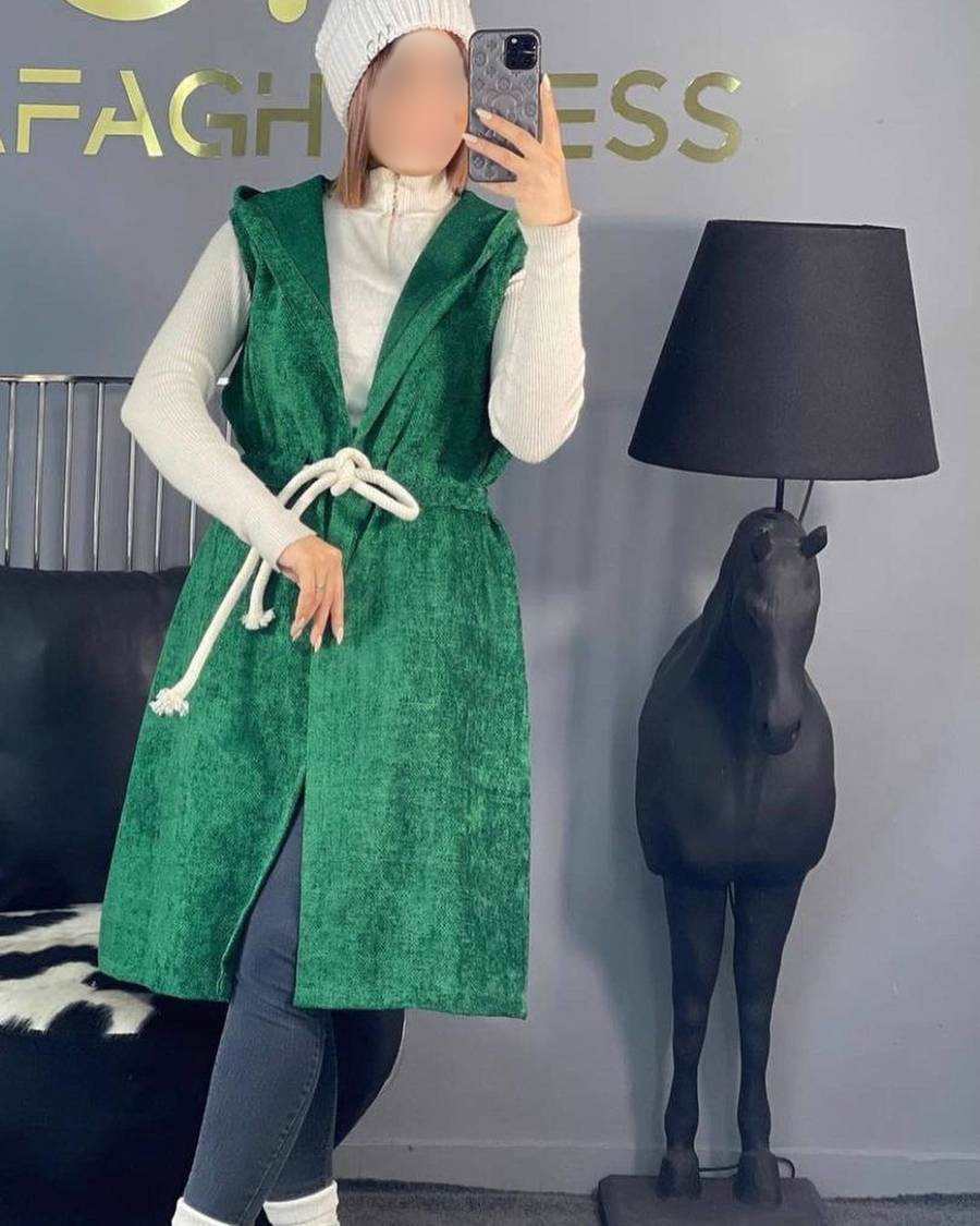 مدل سارافون با پارچه چهارخونه پشمی