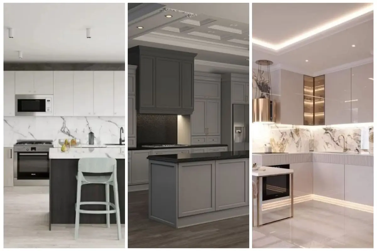 کابینت مدرن سفید طوسی