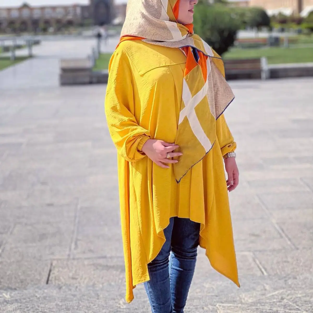 مانتو زرد خردلی 