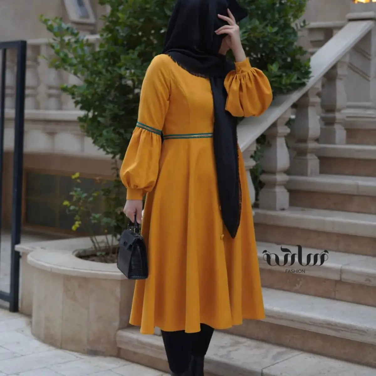 مانتو زرد پر رنگ