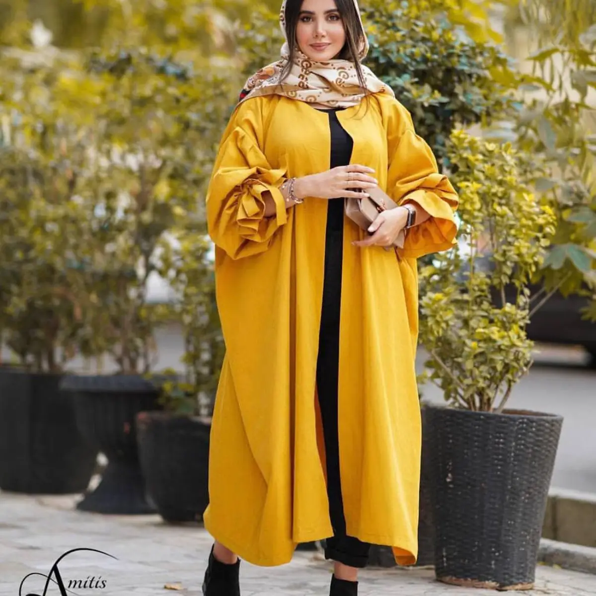 مانتو زرد کوتاه 