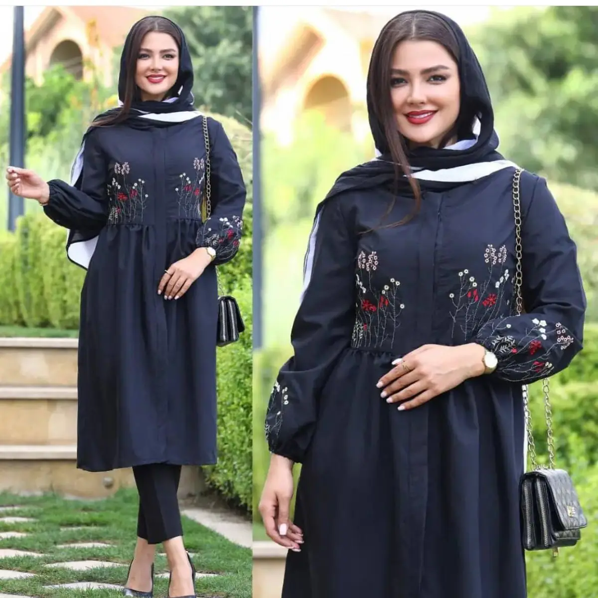 مانتو گلدوزی شده مشکی 