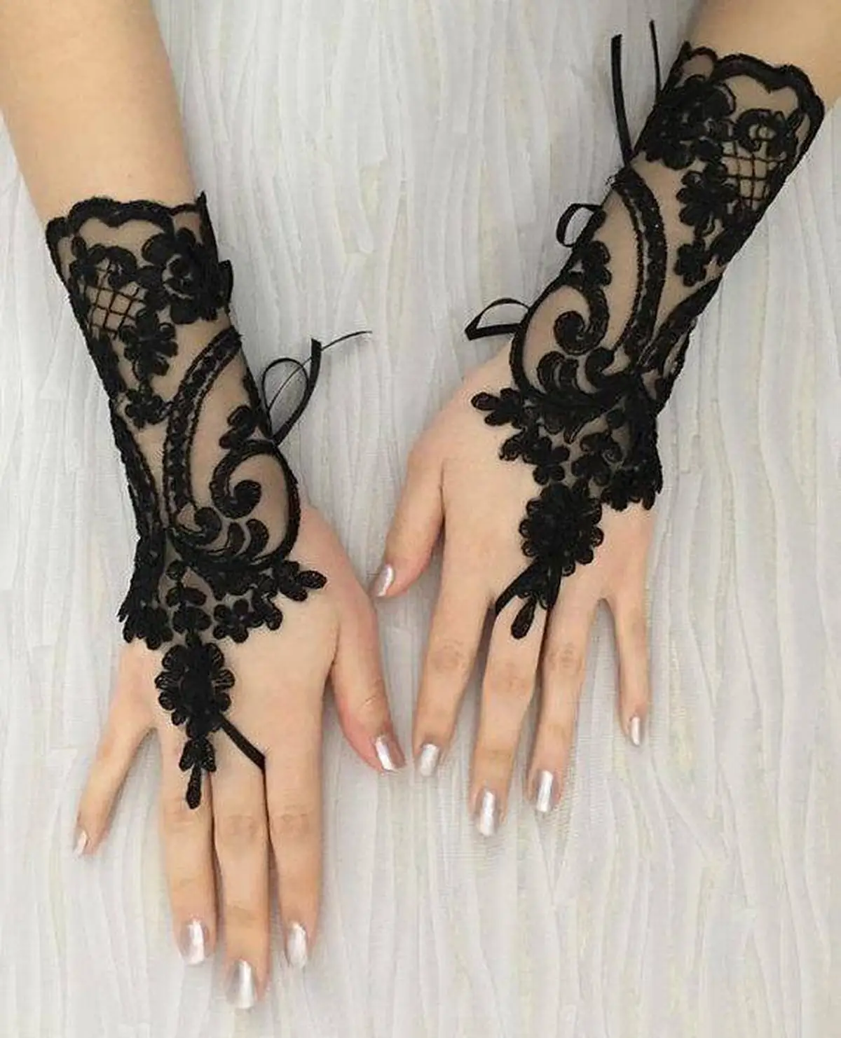 دستکش توری مجلسی گلدوزی 