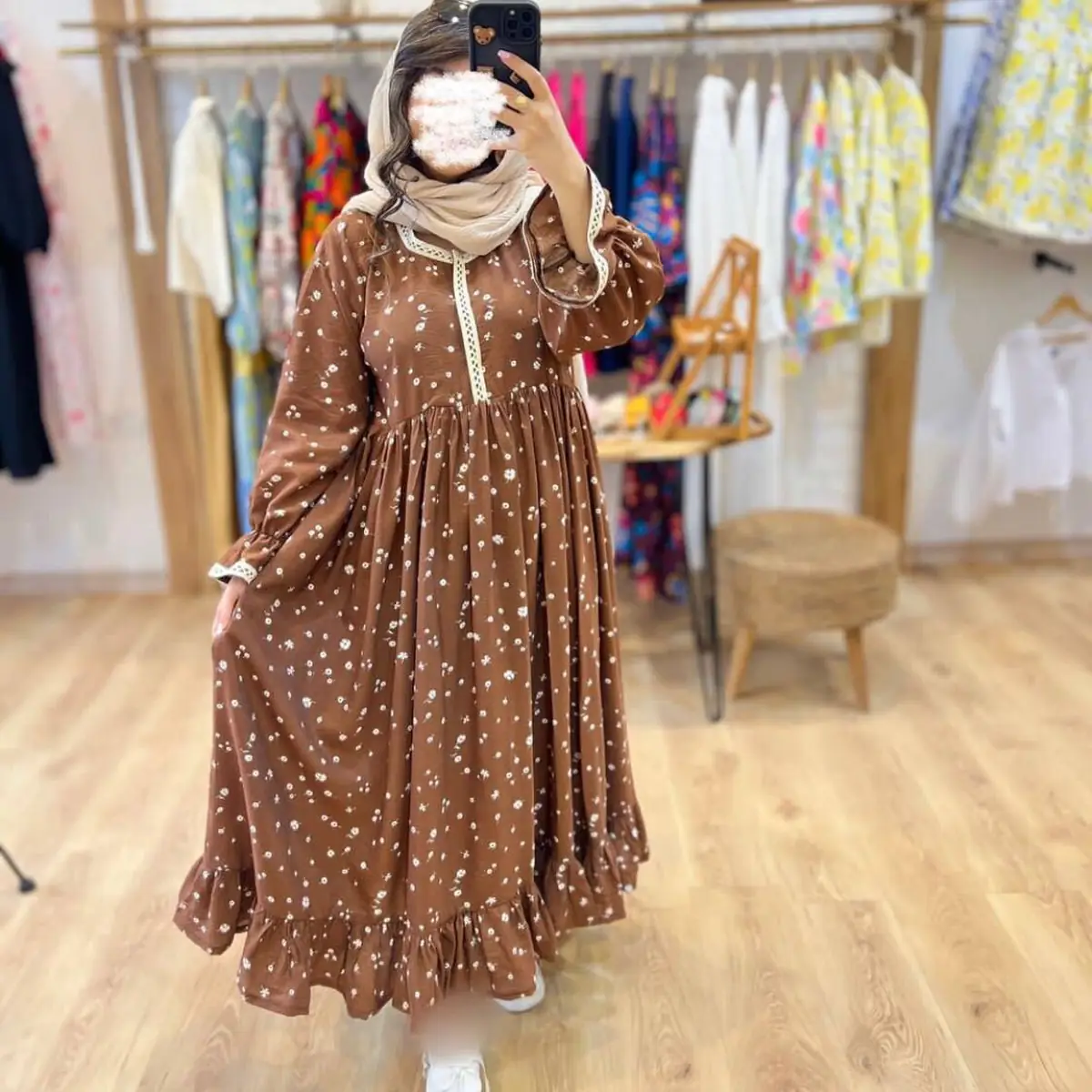 مدل لباس چین دار نخی 