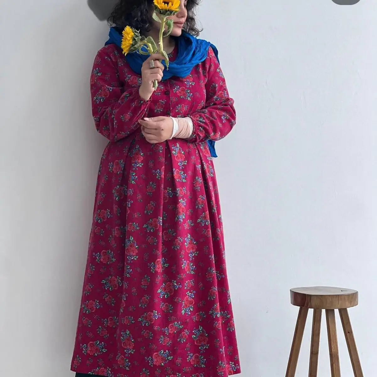 لباس چین دار گلدار 