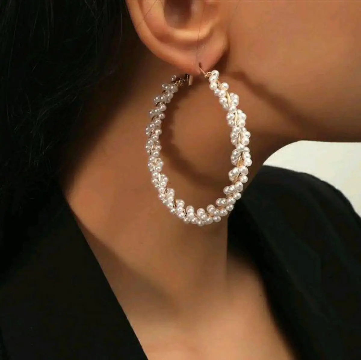 گوشواره حلقه ای مرواریدی 