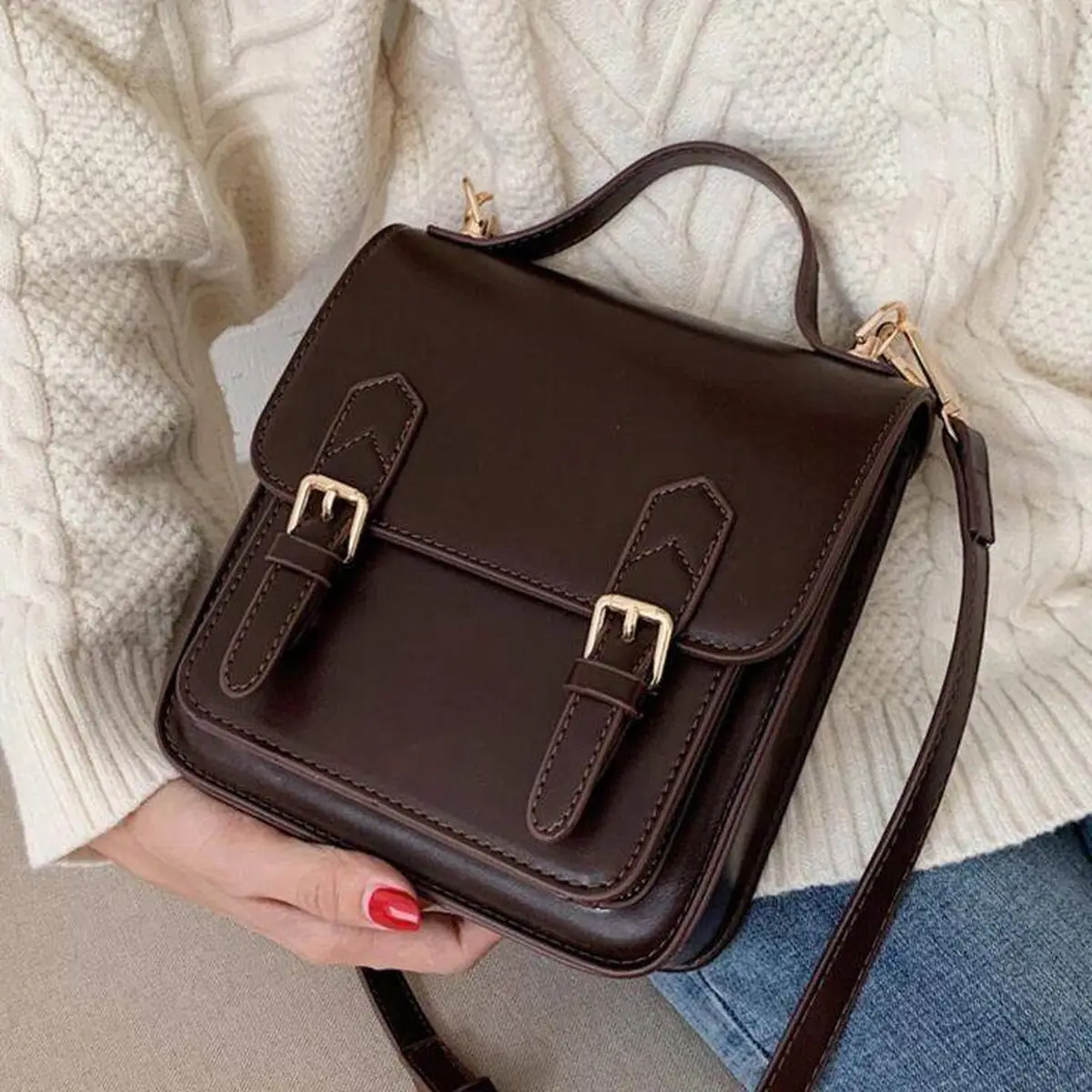 کیف قهوه ای تیره زنانه 