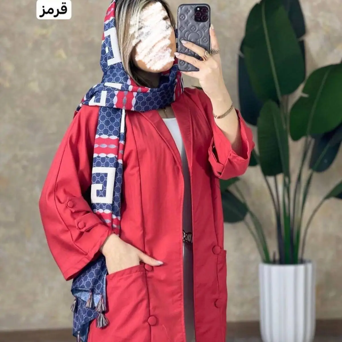 مدل مانتو قرمز جلو باز 