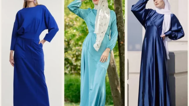 مدل لباس مجلسی ساتن آبی؛ از آبی یخی تا کاربنی برای استایل‌های خاص + تصاویر