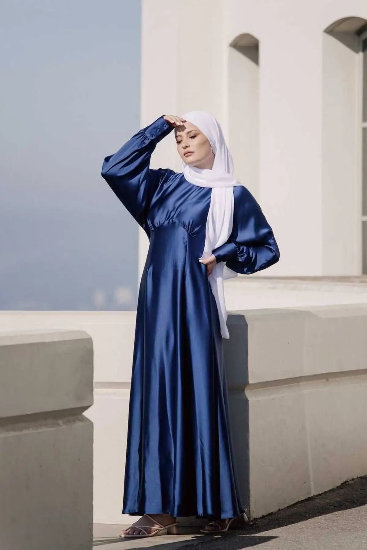 لباس مجلسی آبی فیروزه ای 