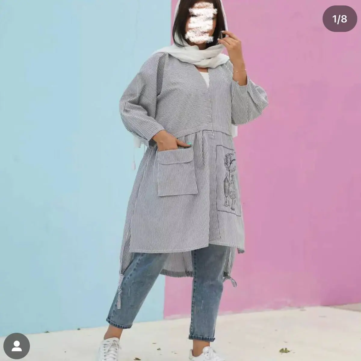 مدل مانتو با پارچه لنین طرح دار 