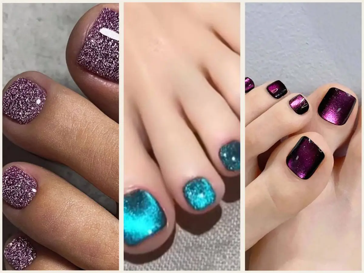 طراحی ناخن پا براق 