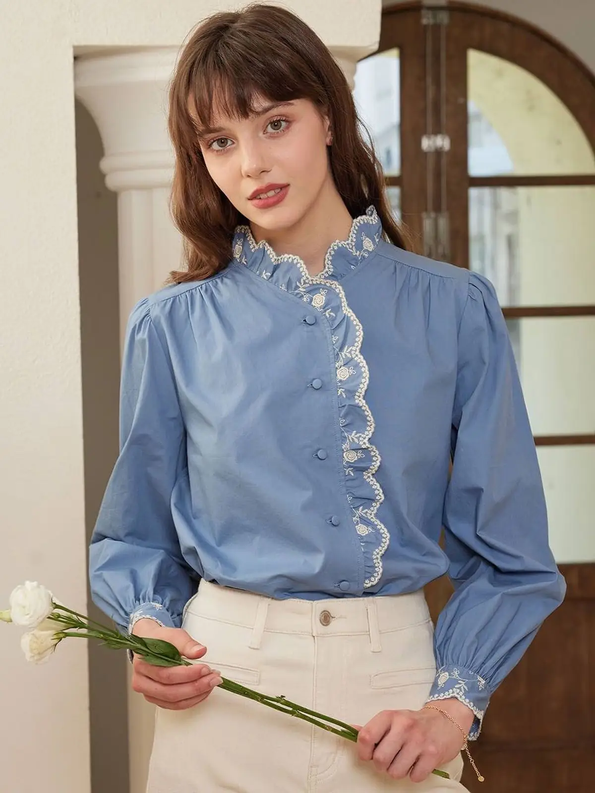 شومیز آبی مجلسی 