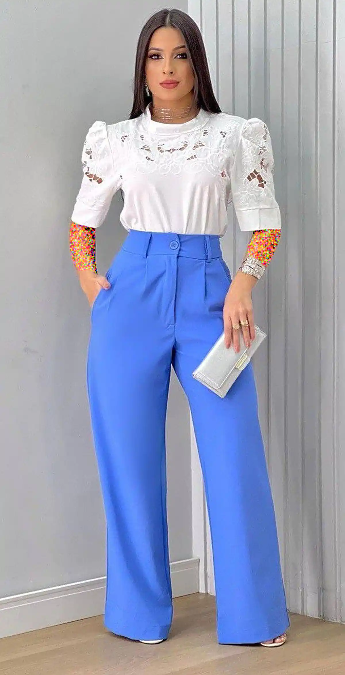 مدل شلوار پارچه ای زنانه راسته چاک دار 