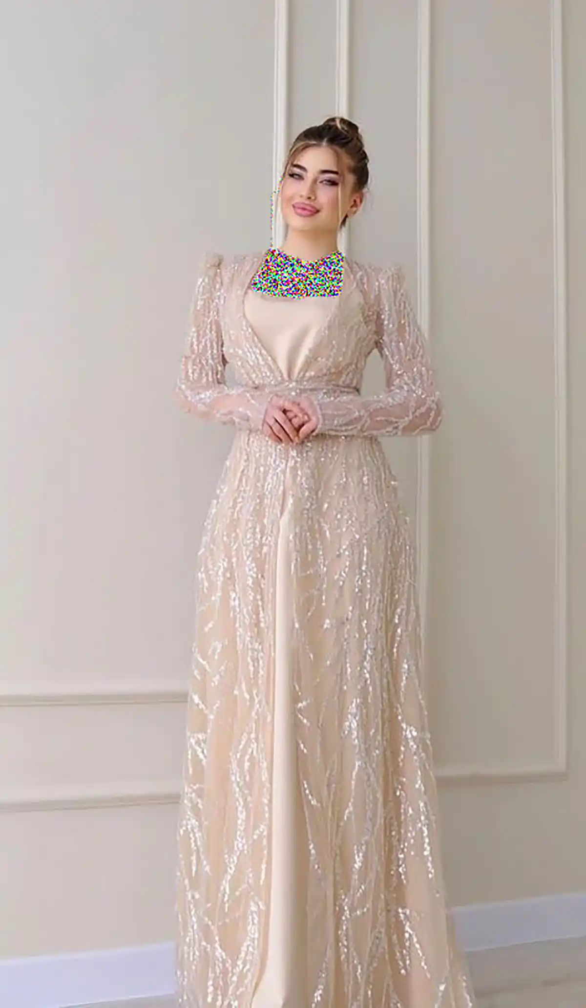 لباس مجلسی بلند کار شده شیک
