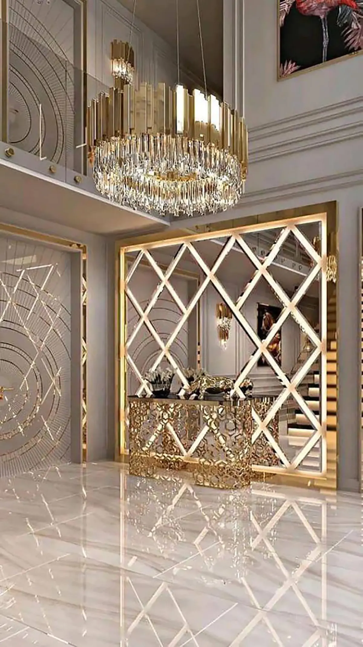آینه کاری دیوار پذیرایی
