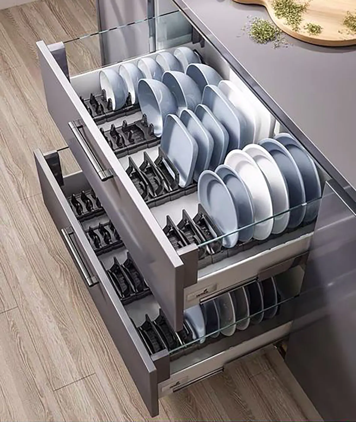 چیدمان آشپزخانه کوچک نظم دهنده کابینت