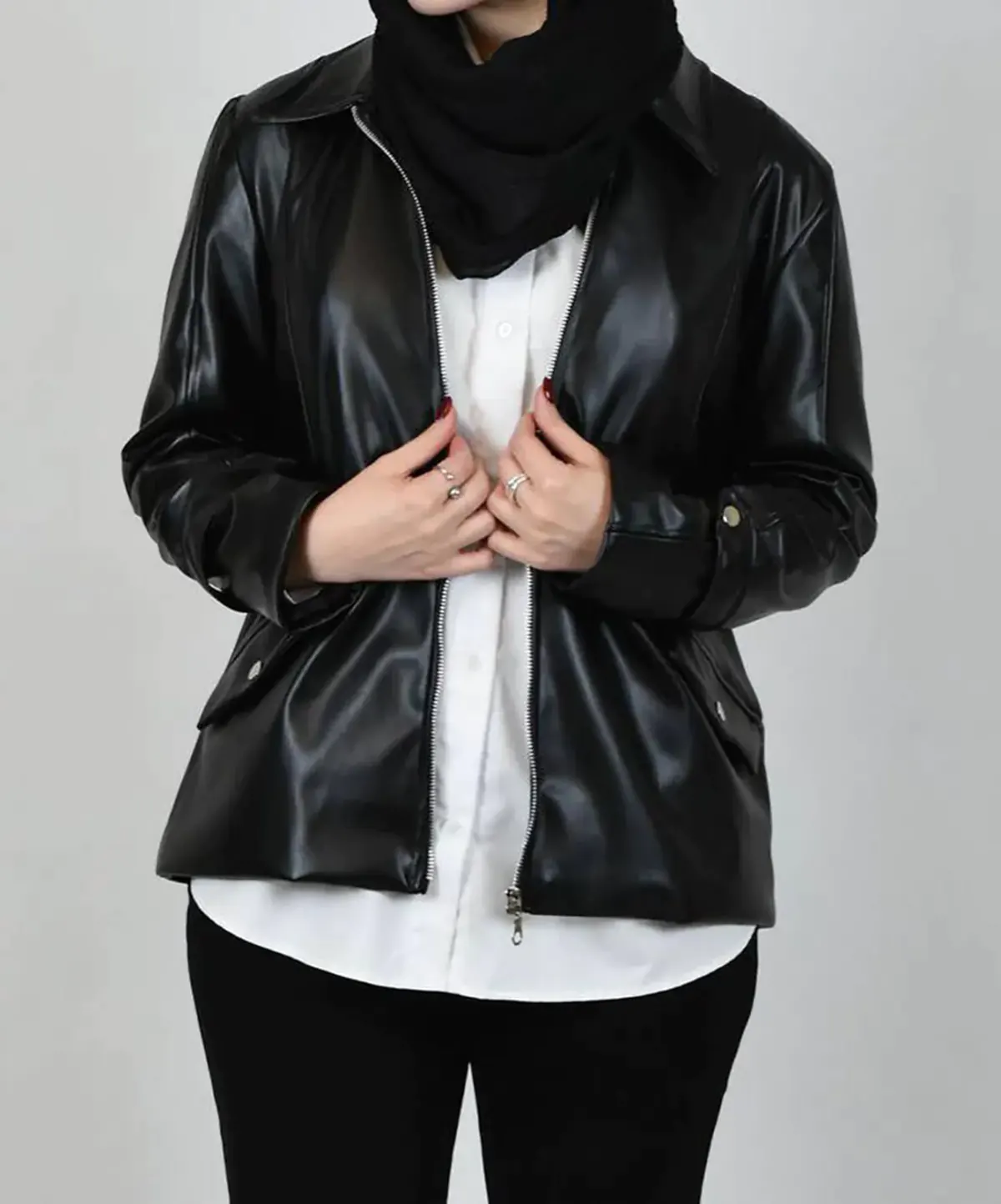 کت چرم زنانه مشکی