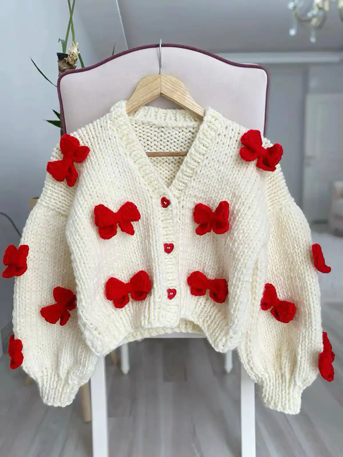 ژاکت بافتنی دخترانه جلو باز بچه گانه