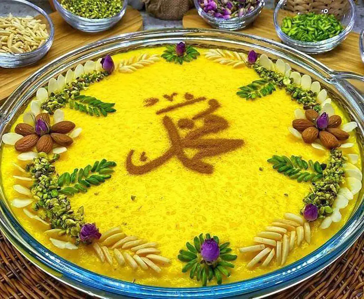 تزیین شله زرد با دارچین بدون شابلون