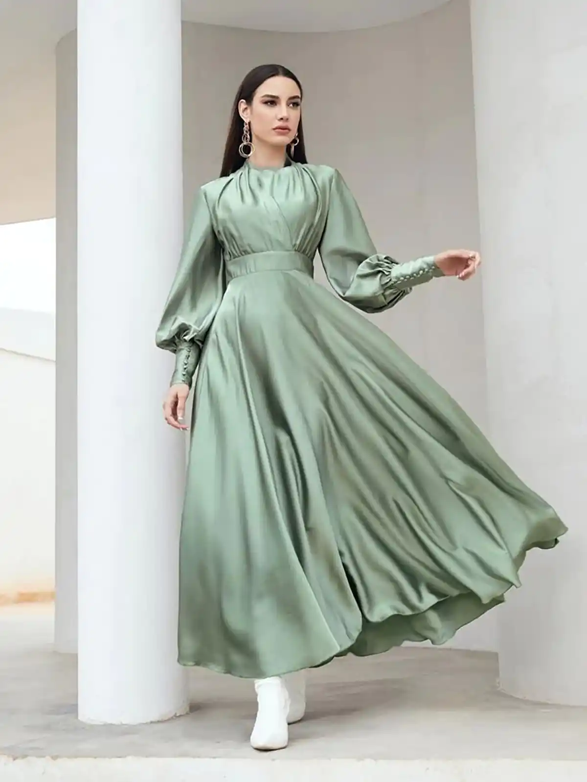 لباس مجلسی سبز زیتونی 