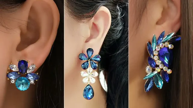 گوشواره نگین آبی با طراحی مدرن مناسب دخترای امروزی و خوش‌سلیقه