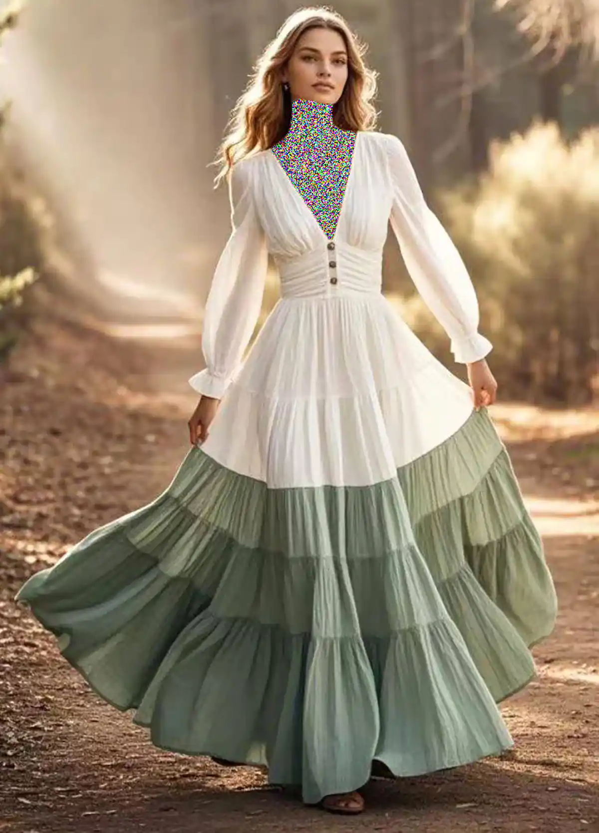 پیراهن چین دار بلند زنانه