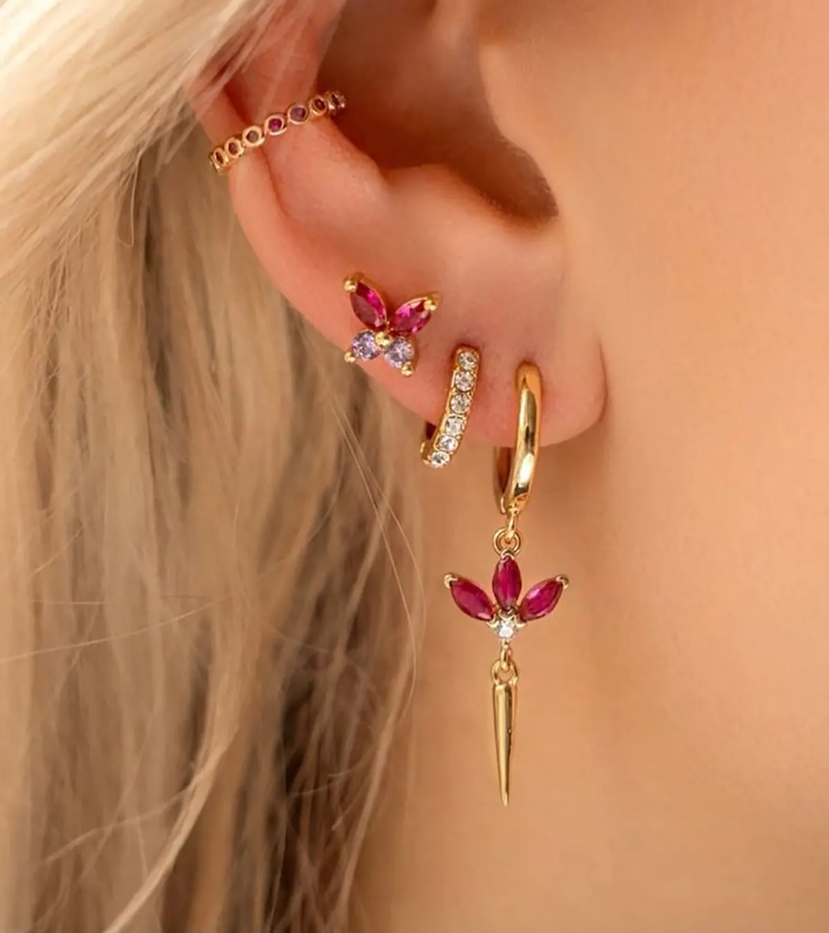 گوشواره فانتزی گوشواره طلا حلقه ای گوشواره میخی طلا گوشواره بدون سوراخ گوش گوشواره میخی طلا دیجی کالا گوشواره میخی نگینی