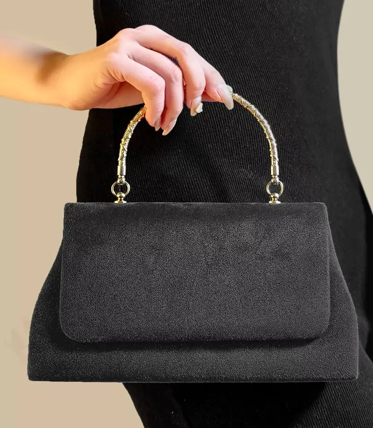 کیف مخمل مشکی ساده 