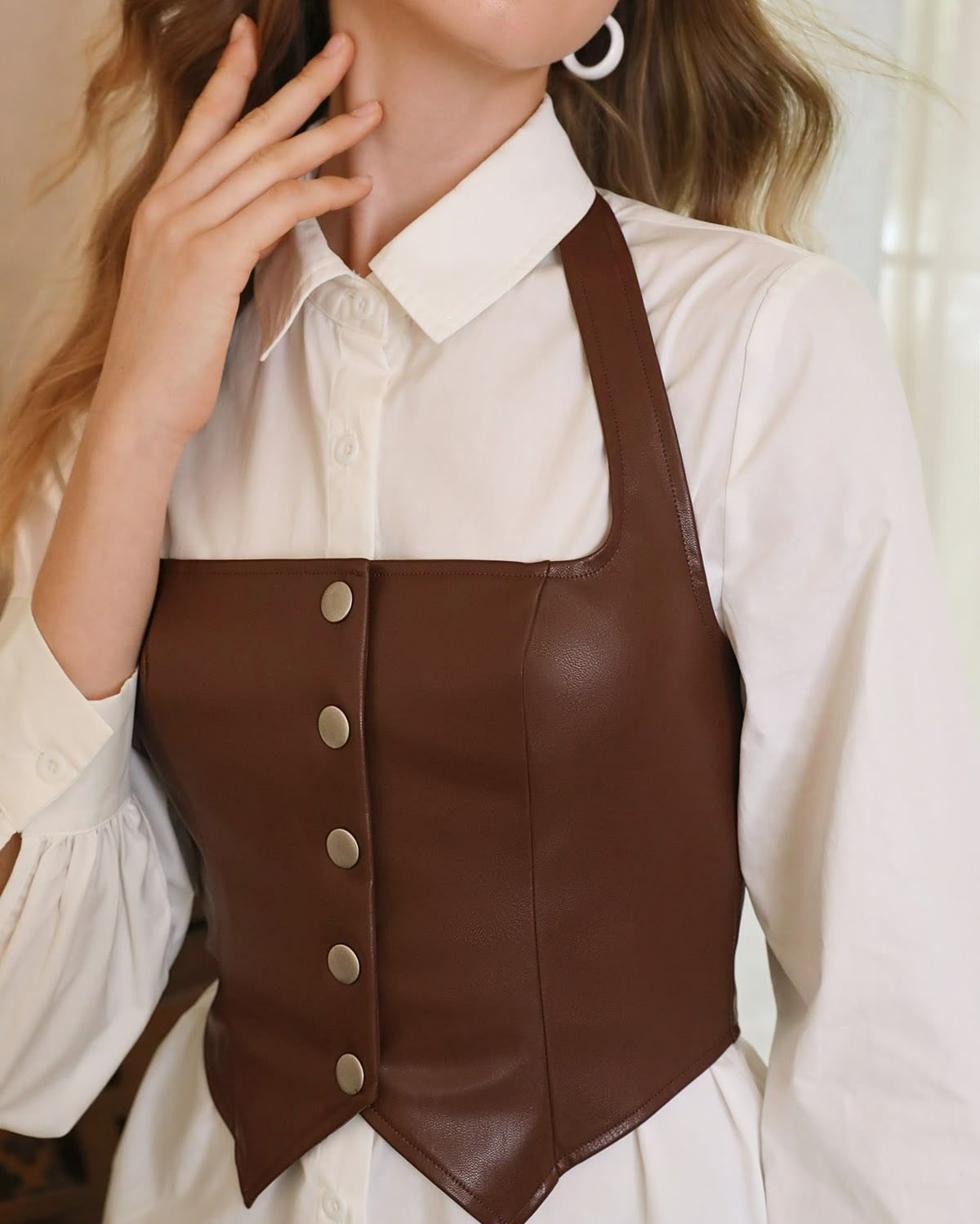 وست چرم زنانه کوتاه