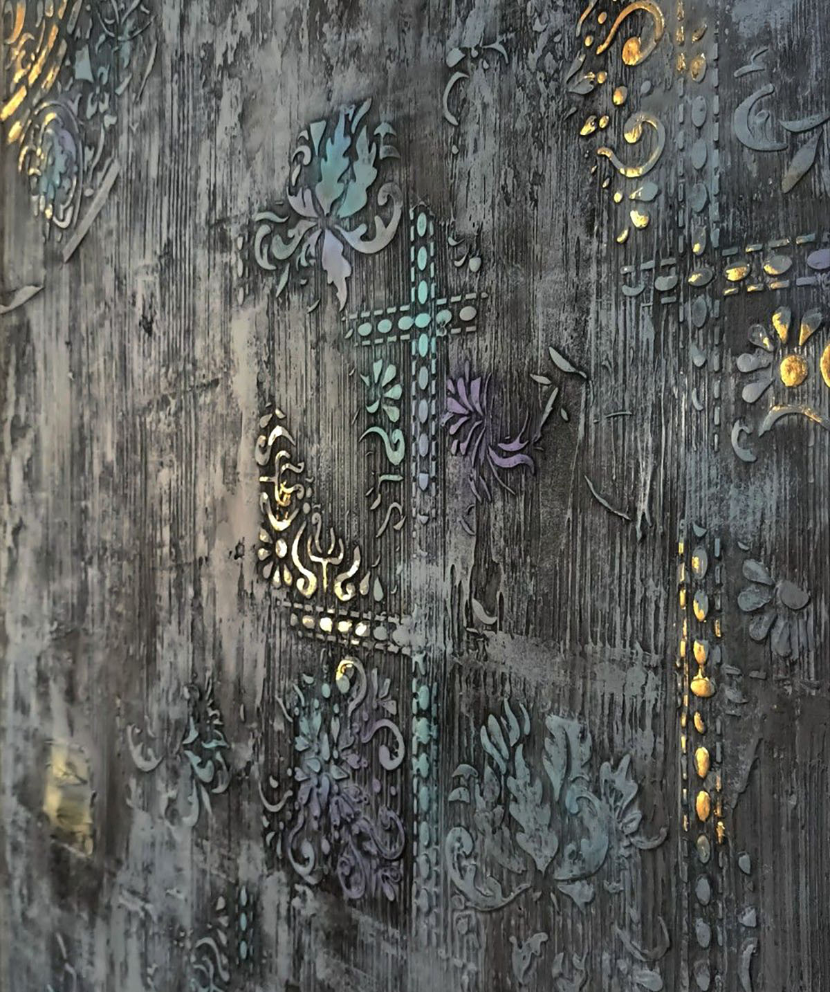 پتینه کاری روی دیوار گچی 