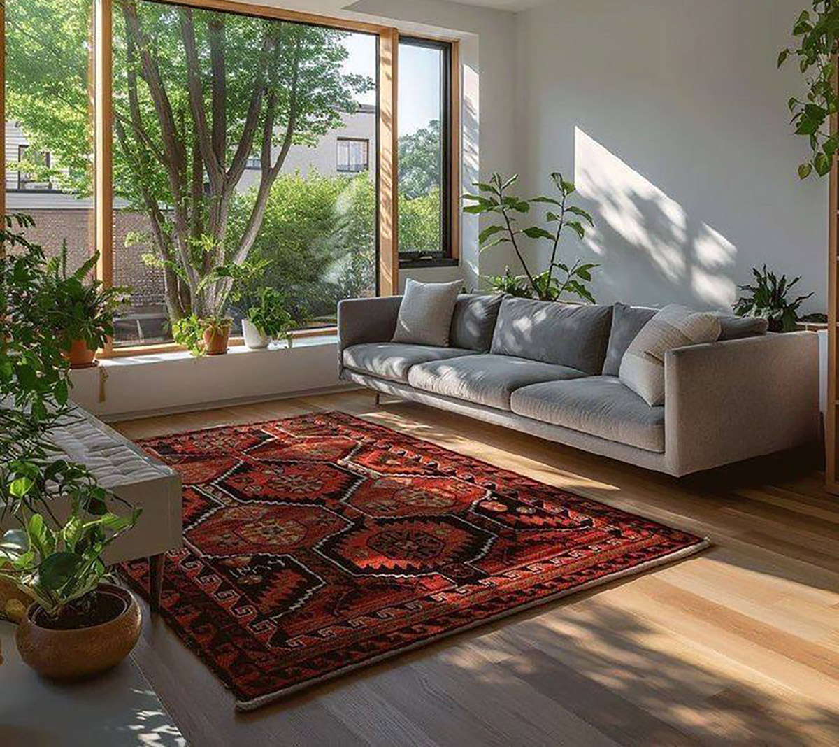 دیزاین خانه با فرش قرمز