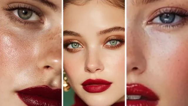 ایده میکاپ با رژ قرمز | بهترین میکاپ‌ها همراه با لباس شب مشکی!!