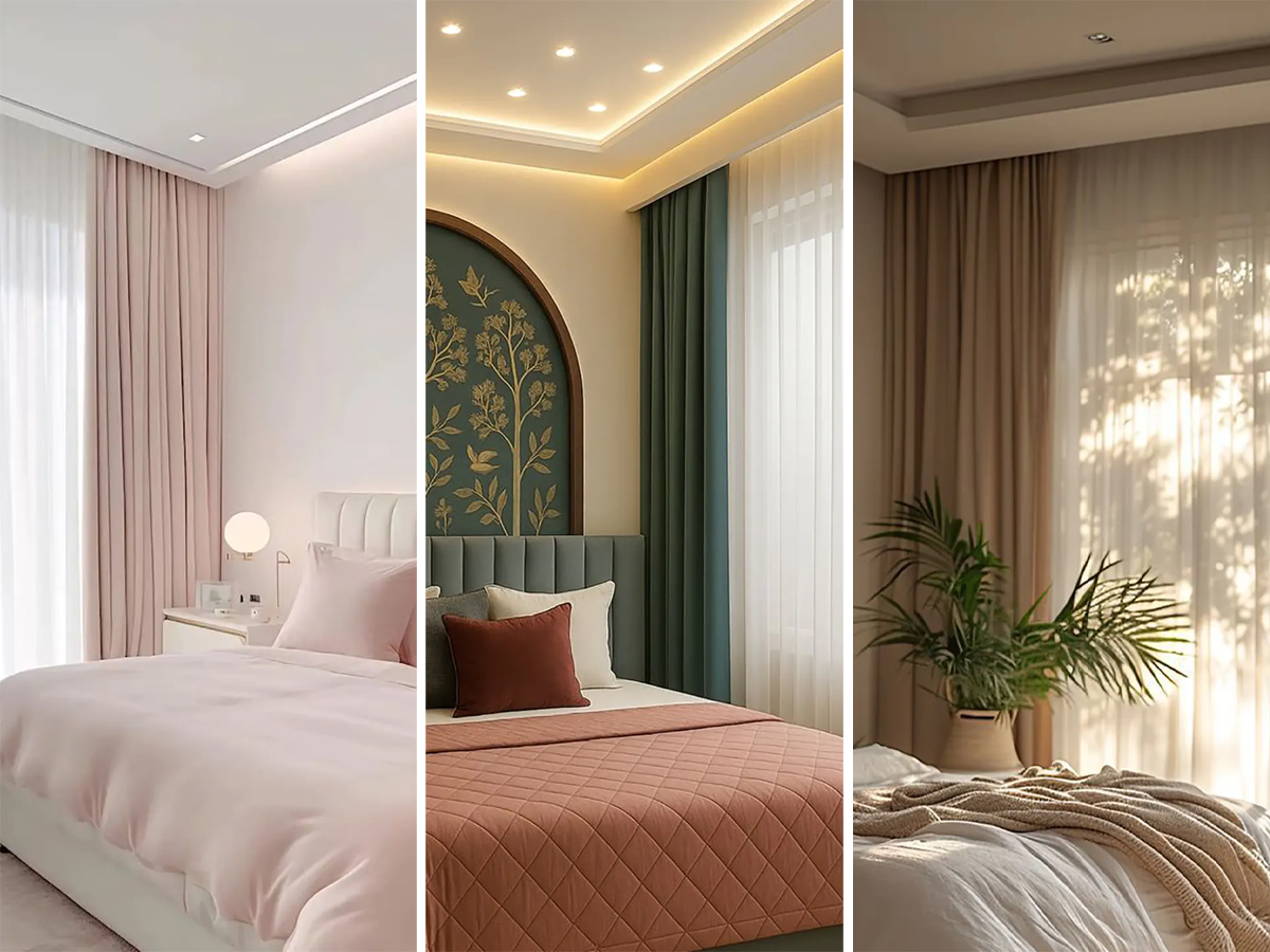 پردهای ساده و شیک اتاق خواب کوتاه