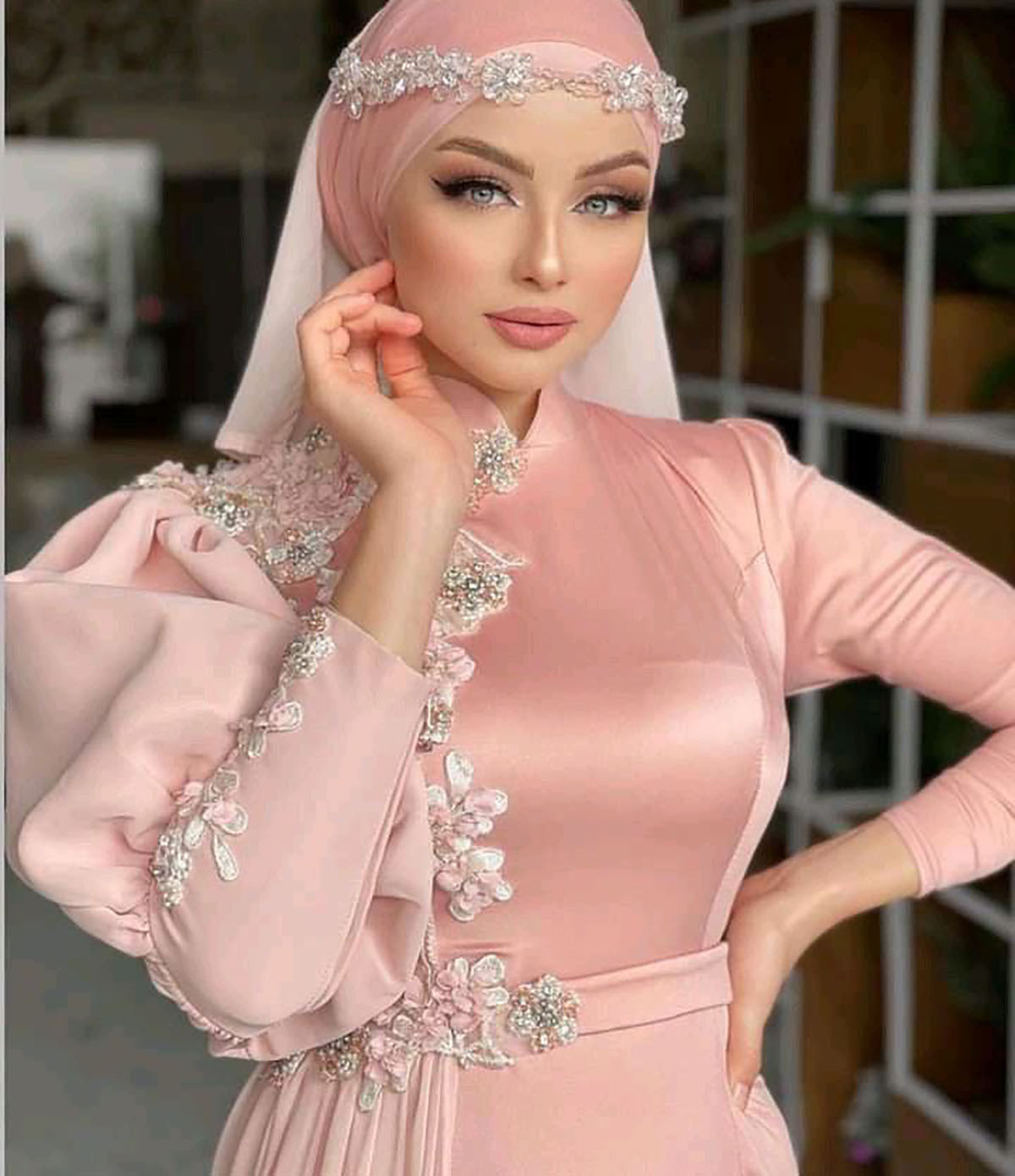 لباس عروس با حجاب ساده
