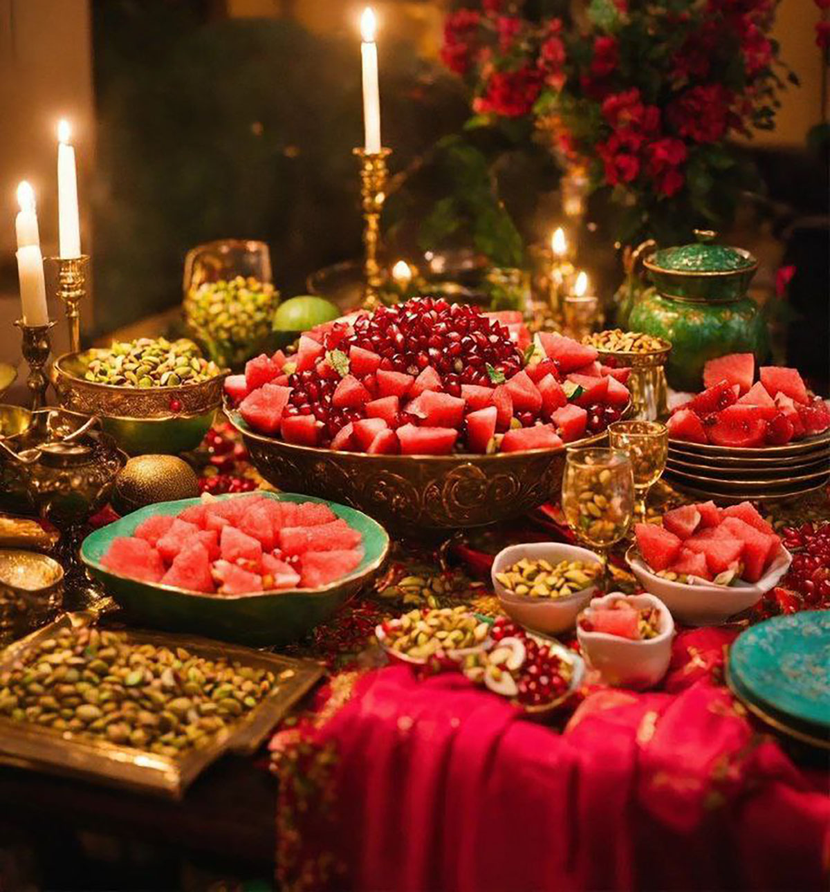 عکس سفره شب یلدا قدیمی
