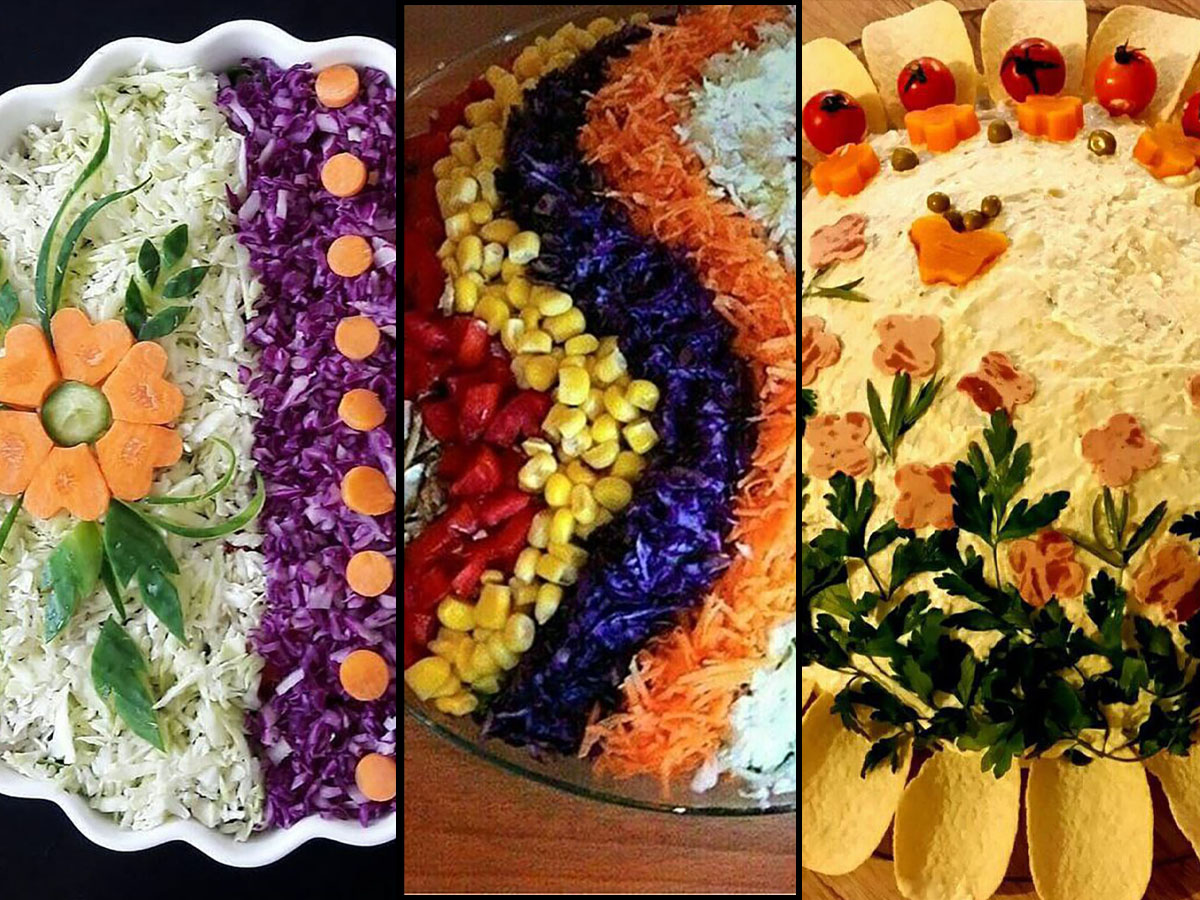 تزیین سالاد کاهو در ظرف گرد ساده