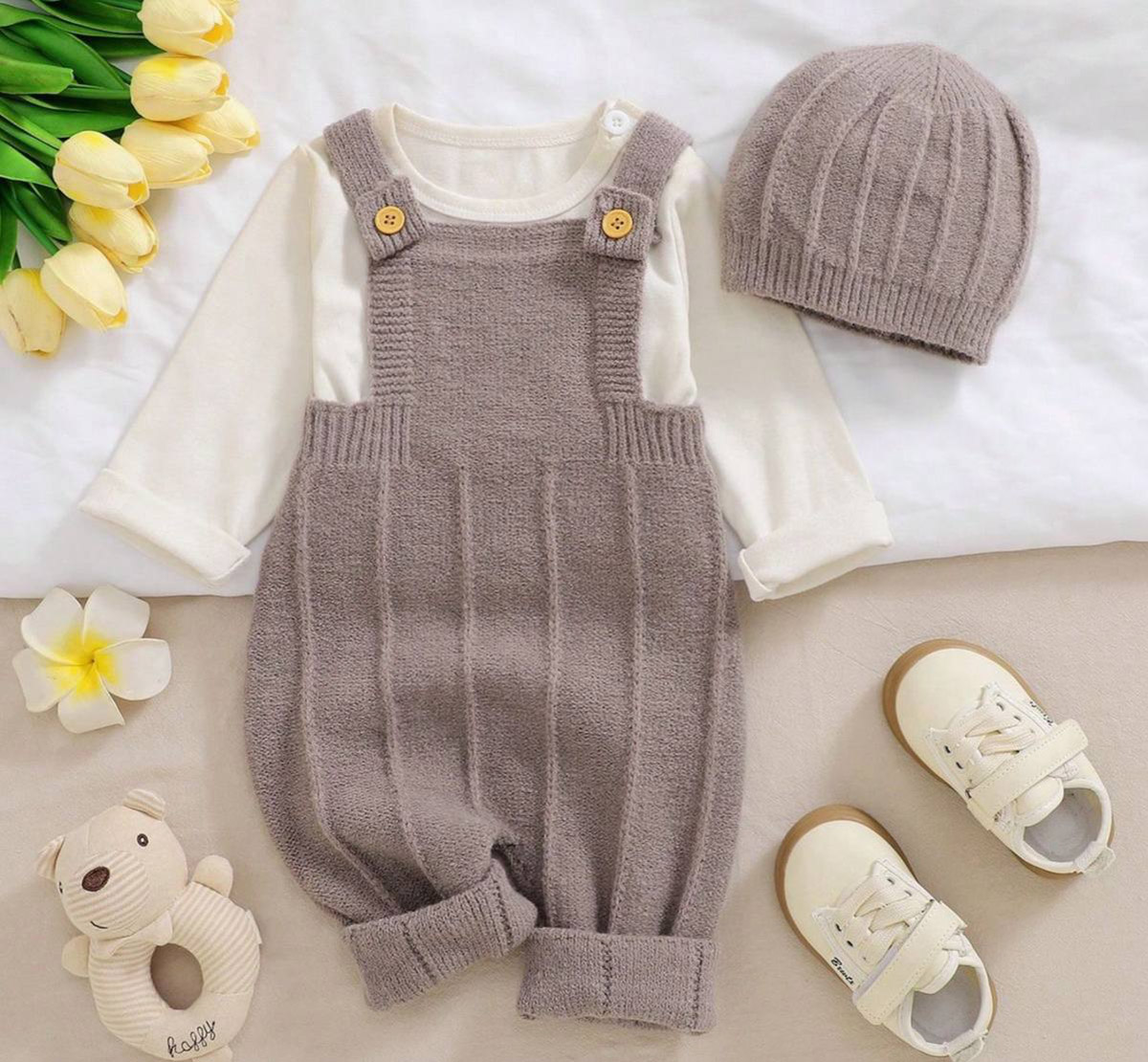 آموزش لباس بافتنی نوزاد دختر با میل
