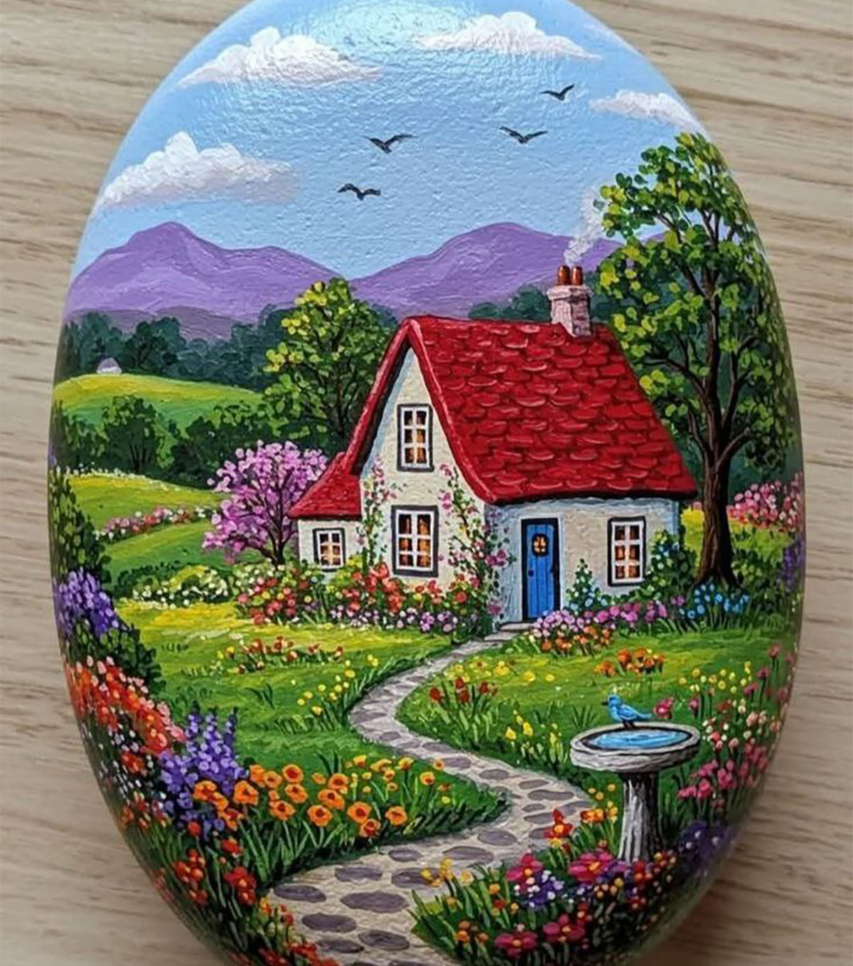 نقاشی روی سنگ با گواش آسان
