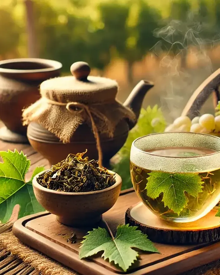 دمنوش گرم پاییزی در حال دم‌کشیدن با قوری سفالی