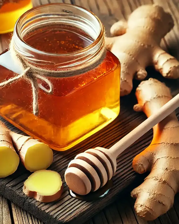 عسل طبیعی و زنجبیل برای شیرین کردن دمنوش گرم پاییزی