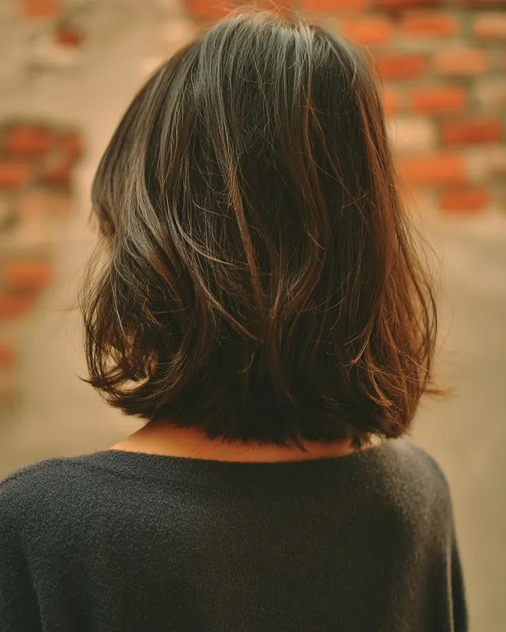مدل باب کوتاه با رنگ قهوه‌ای تلخ از پشت