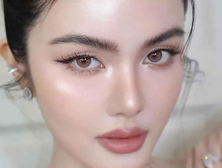 رژگونه کرمی درخشان روی پوست شیشه‌ای