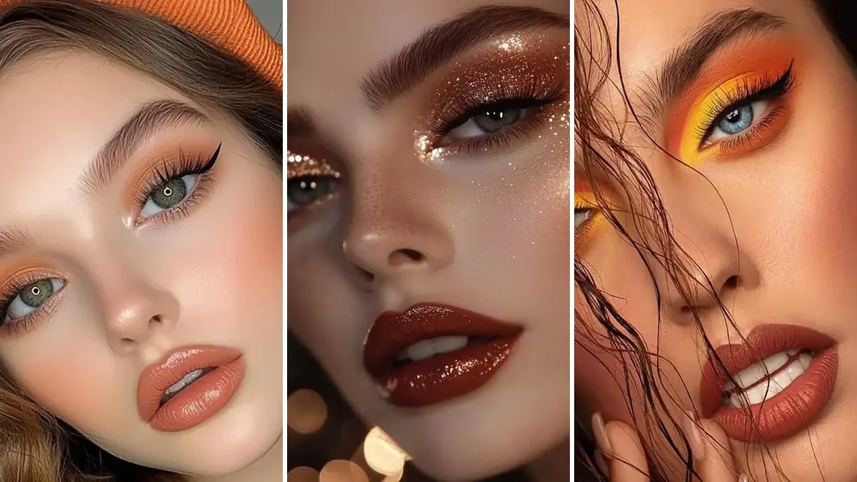 کلاژ سه استایل رژگونه پاییزی گرم