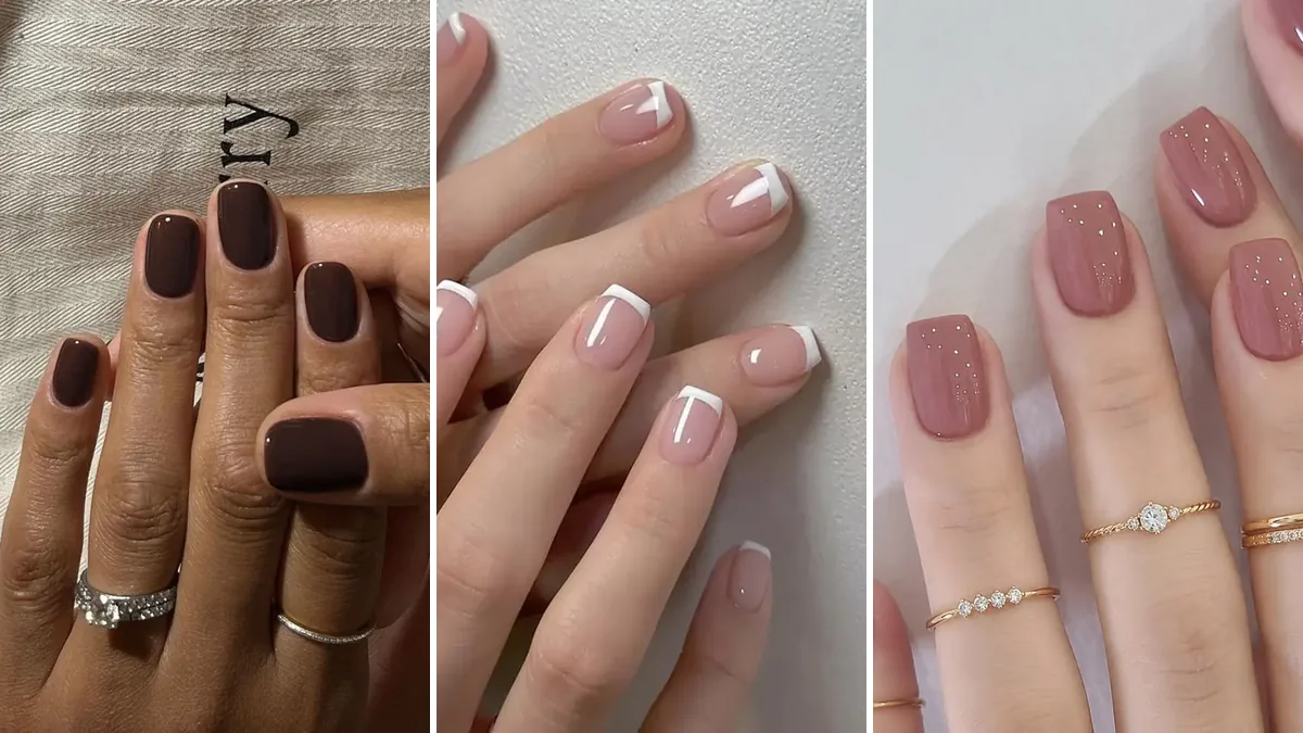 مدل ناخن کوتاه ساده در سه استایل مات، فرنچ و لاک پودری