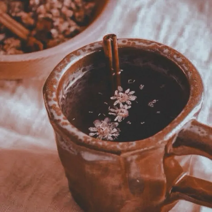 ماگ سفالی چای دارچین با گل خشک