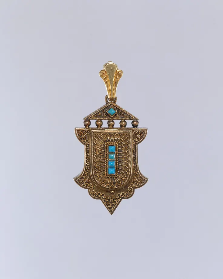 مدل پلاک گردنبند طلا با نگین فیروزه