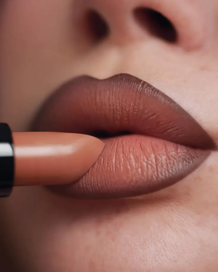 مدل خط لب همرنگ رژ؛ تکنیک رژ کرمی روی لب